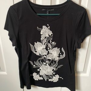 Black WHBM tee with iris applique